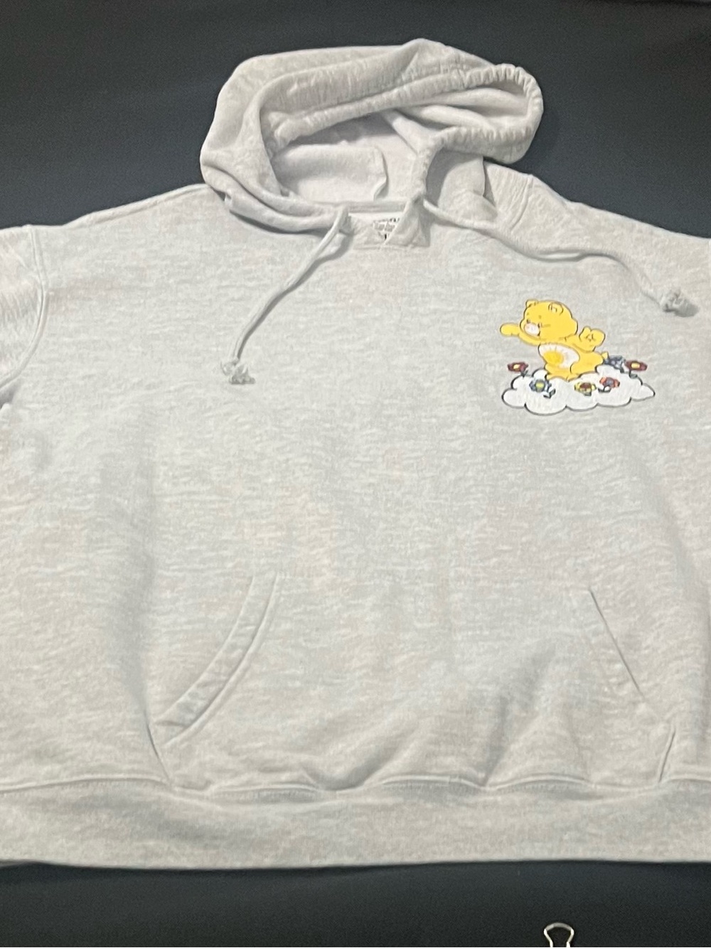 Freeze Light Gray Crewneck Hoodie with Yellow Bear Chest Graphic